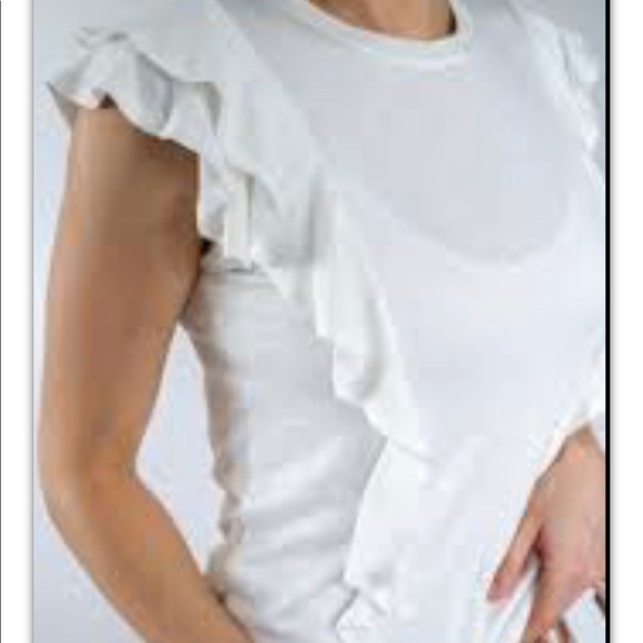 Zara Collection  White Ruffle Top Short Sleeve Top Sz M - Picture 2 of 7